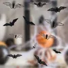 Outros suprimentos de festa de evento 96pcs Mini Halloween 3D Hollow Bat Adesivos de Parede Preto Bat Adesivo Room Decor Party DIY Decalques Halloween Horror Bats Removíveis 230831