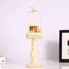 Ljushållare europeiska järn retro vit fågelbur hållare ljusbelysning middag romantisk alla hjärtans dag dekoration kandelabros