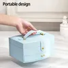 Doublelayer Jewelry Box 휴대용 주최자 디스플레이 여행 케이스 박스 버튼 가죽 저장 보석 선물 선물 230814