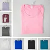 Lu Lu Lemon Yoga Clothes Women Yoga Thirts T-Shirt T-Shirt عالي التنفس الجري على أعلى تجفيف سريع سلس قصير الأكمام الرياضية الصالة الرياضية ارتداء جيدة