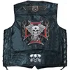 Herenvesten Mode Borduren Motorfiets Lederen Vest Man Kostuum Zwarte Kleur Biker Mouwloze Jas Punk Jas Herenkleding