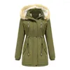 Women's Trench Coats Winter Cold Coat 4XL Thick Clothing Lamb Wool Cotton-Padded Clothes Autumn Women Parkas Removable Cap Outwear