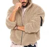 2023 Autumn winter new jacket double sided Arctic velvet hooded solid color casual zipper coat for men