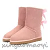 Australie femmes bottes bottes de neige designer Chestnut High 2 Bow Low Noir Gris Rose Bleu Marine cheville courte bottines d'hiver classiques uggsboot tasman