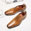 Dress Shoes Size38-45 Men Cowskin British Formal Black Oxford Brown Derbies