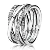 Anneaux de mariage 925 Sterling Silver Bague Rose Ajouré Enlacé Crossover Pave Triple Bande Pour Femmes Bijoux Cadeau 230831