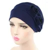 Ethnic Clothing Muslim Headgear Hat For Women Cotton Big Flower Ruffle Scarf Turban Adult Wrap Caps Lady Bonnet Hair Accessories