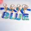 مفاتيح keychains lanyards الأزياء الأزرق إلى Z 26 أحرف متمتلئة القلب سلسلة المفاتيح مع شرابة الفراشة مفاتيح للنساء إكسسوارات حقيبة اليد 230831