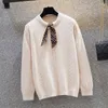 Kvinnors tröjor Ehqaxin Klädertröja Vinter Fransk retro Floral Bowknot Ribbon Thicken Löst stickat L-4XL