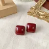 Boucles d'oreilles Vintage vin rouge acrylique pour femmes, bijoux géométriques ronds carrés irréguliers, petit coréen 2023