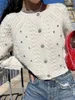 レディースセーター秋の冬二面摩耗女性装飾リブ付きセーターレディシングルブレストニットカーディガンジャケット230831