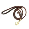 犬の首輪茶色の革の編組リーシュトレーニングウォーキングソフトロングトラクションロープ銅フック快適なドイツの羊飼い