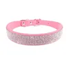 Suede Fiber Crystal Dog Collar Comfortable Glitter Rhinestone Dog Collars Zinc Alloy Buckle Collar for Small Dogs Cats XXS-L