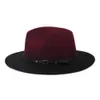 Cappello Fedora sfumato alla moda in feltro di lana a tesa larga per uomo e donna Nuovo Fedora per l'autunno inverno Cappello in feltro jazz per feste dipinto a spruzzo