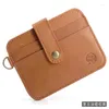 Korthållare Cowhide Leather Holder Women Men Mini Slim Plånböcker Small Coin Purse Bank ID Case Package Pouch