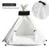 chenils stylos Pet Tipi Chien Chat Lit Toile Blanche Chien Mignon Maison Portable Amovible et Lavable Chien Tentes pour Chien Chiot Chat avec Coussin 230831