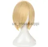 Cosplay Wigs Anime Yuri !!! på is yuri plisetsky yurio korta blond värmebeständig cosplay kostym peruk x0901