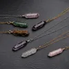 Pendanthalsband Natural Stone Crystal Hexagonal Bullet Amethysts Pink Quartz Lapis Lazuli Halsband Kvinnor Män Wait Wrap Jewelry 230831