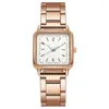 Wristwatches Watch Women Square Female Watches Top Golden Quartz Stainless Steel Wrist Stylish Simplicity