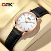 腕時計OPK 8613ファッションオリジナルクォーツレディースウォッチ防水ラミナスレザーストラップハンドクロックシンプルなダイヤルドレスウォッチウォッチ