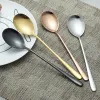 Nieuwe Zwarte 18/10 Rvs Koreaanse Eetstokjes Lepel Set Servies Dessert Lepels Lange Steel Chinese Chop Sticks Sets