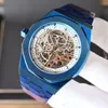 Watch Blue Watch Hollow WristWatches Mens Automatic Mechanical Luxe 42mm WristWatch Watches Watch Sapphire Stainless Steel De Classic W Awco