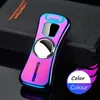 Trendy Double Arc Fingertip Rotating Gyro Lighter Creative Charging USB Windproof Band LED Light Smoking Accessories Tool Gift YRN6