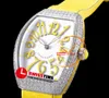 ABF V32 Vanguard Color Dream Cronografo svizzero al quarzo Orologio da donna Donna Diamanti Oro rosa MOP Quadrante Numero grande Pelle gialla Gomma Super Edition Lady Swisstime