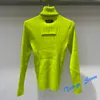 Damestruien VETEMENTS Trui Heren Dames Casual Mode Strak Warm houden Gebreid Fluorescerend Groen Effen Kleur Revers Achterkant Hol VTM Sweatshirts 230831