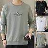 Men's Hoodies Men Fall Spring Sweatshirt Round Neck Long Sleeve T-shirt Letter Embroidery Color Matching Loose Top