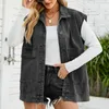 Women's Vests Women Oversized Vest Jacket Solid Color Turn Down Collar Cotton Classic Jean Button Loose Fit Daily Outfit