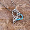 Hänge halsband blå vit opal söt hjärthalsband romantisk rosblomma för kvinnor trendiga silverfärgkedja bröllop smycken