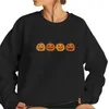 Kvinnors hoodies Front Zip Athletic Jacket Halloween Evil Pumpkin Head Print Pullover Sweatshirt Långärmad tonåring Söta hoodie kvinnor