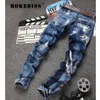 Men's jeans Micro- Post Slim Men pants patch Punk Stylish Trousers Fake designer clothes Pantalones vaqueros hombre B113279V