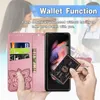 Étui portefeuille en cuir pliable à motif papillon pour Samsung Galaxy Z Fold 3 Fold2 Fold 5, coque pliable magnétique à motif floral