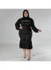 Robes de grande taille L-4xl fête d'anniversaire femme Sexy léopard robe sirène à manches longues Cape sans bretelles Club tenues Vestido