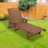 Camp Furniture HDPE Patio Chaise Lounger Solid Folding Long Chair Lying Bed Indoor Outdoor Sun Loungers Home Brown