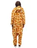 Casa roupas girafa animal bodysuit adulto pijama mulheres manga longa com capuz polar velo casa pele uma peça bodysuit x0902