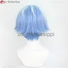 Cosplay peruks högkvalitativ anime bubbla uta cosplay peruk kort 30 cm blå gradient värmebeständig syntetisk hår halloween party peruk peruk cap x0901