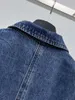 Damen Trenchcoats Frühherbst 2023 Mode Vielseitiger Denim-Mantel im Militärstil mit Taillenwickel