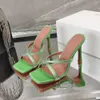 Neue Amina Muaddi Begum Mule Slides Sandalen Kreuz Stiletto-Absatz Strasssteine offene Zehenschuhe Damen Luxus Designer Sandale Fabrikschuhe 10,5 cm Mit Box
