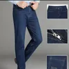 Mens Jeans Business High Bel Derin Kasık Çekme Sonbahar ve Kış Gevşek Düz Pantolon Geniş Bacak Kotu 230831