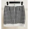 Skirts 2023 HIGH QUALITY Est Fall Winter Baroque Designer Women's Fringed Lion Buttons Houndstooth Tweed Mini Skirt