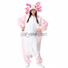 Thuis kleding Volwassen Halloween Onesie Cartoon Axolotl Pyjama Voor Vrouwen Animal Kigurumi Pyjama Homewear Cosplay Party Kostuum x0902