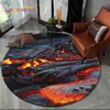 3D-Vulkan-Lava-Magma-Teppich, runder Teppich für Wohnzimmer, Schlafzimmer, Fußpolster, Haustiermatte, Dekoration, Kinderspiel, rutschfeste Bodenmatte 230901