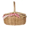 Dinnerware Sets Picnic Basket Vegetable Storage Snack Round Wooden Trays Woven Linen Home Weaving Toddler Onion