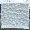 8X8FT weiße 3D-Rosenblumenwand aus aufgerolltem Stoff, künstliche Blumenarrangement für Hochzeitshintergrunddekoration