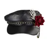 Ball Caps Steampunk sboy Cap Punk ed Leather For Women Men Vintage Hat Halloween Gothic Carnival Nightclub 230831