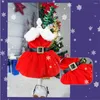 Hundebekleidung Haustier-Weihnachtskleider für kleine und mittelgroße Katzen, weiche Welpen, Kätzchen, rotes Weihnachtskleid, Bund, Schleife, Dekoration, Chihuahua-Kleidung