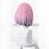 Cosplay perukları idolm külkedisi kızlar yumemi riamu cosplay peruk kadınlar kısa düz sentetik anime oyunu cos pembe gradyan yeşil x0901